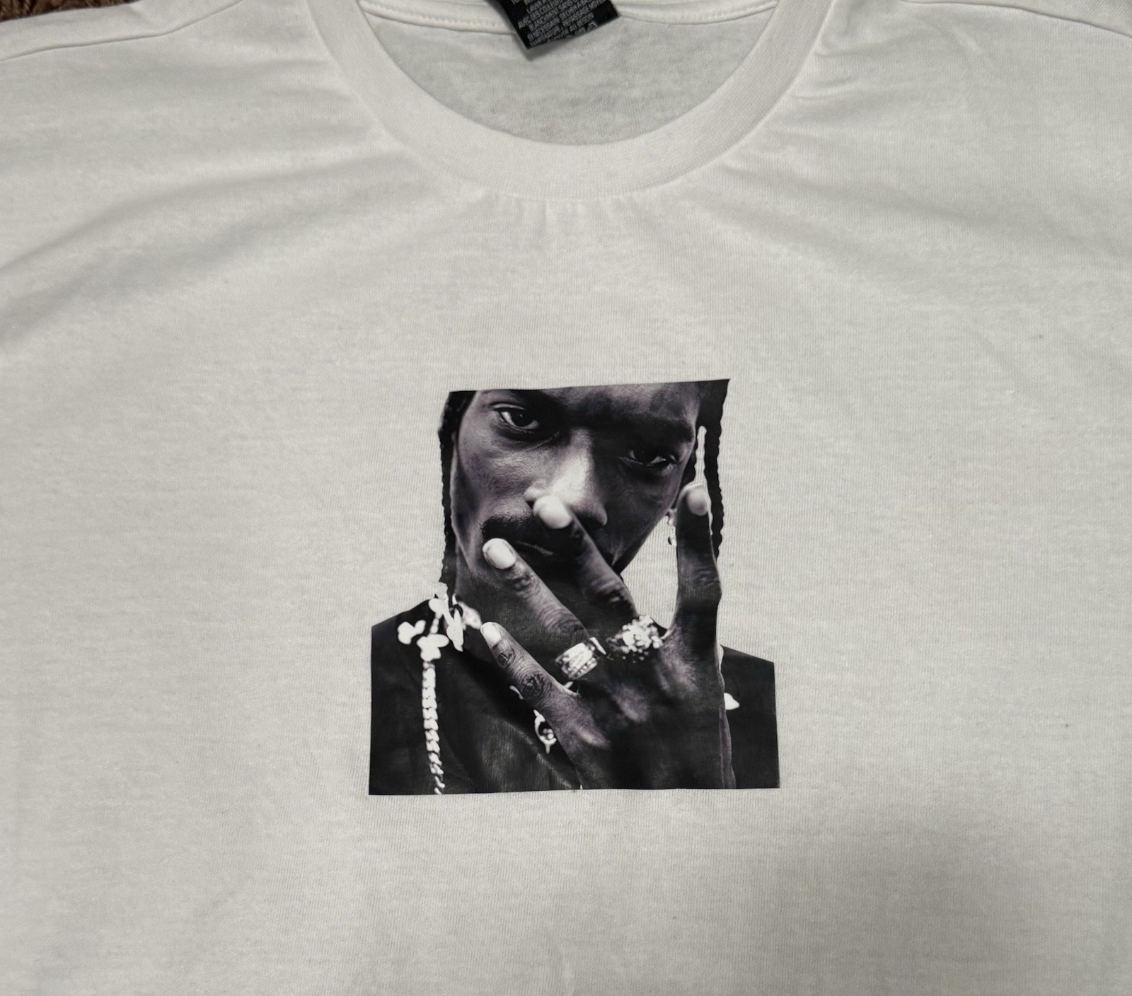 FILA T shirt Death Row Records Snoop Dogg foto bianca uomo piccola icona hip hop