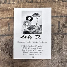 Lady D Los Angeles CA Print Ad Vintage Advert Designer Foods Gifts Cookware