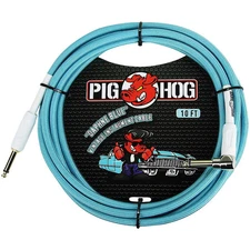 Pig Hog Right Angle Instrument Cable 10 ft. Daphne Blue
