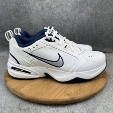 Nike Air Monarch IV Shoes Mens Size 10.5 White Navy Cross Trainer 415445-102