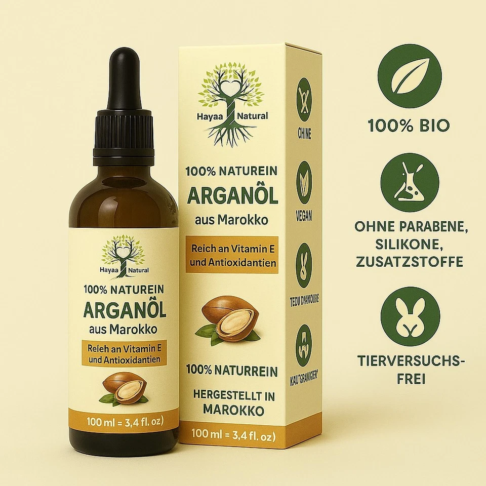 Marokkanisches Arganöl 50ml für Haare, Bart, Haut und Nägel 100% Bio - Vegan - Bild 3 von 4