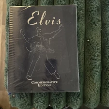 Elvis 2002 Commemorative Book With Guitar Bookmark Plastic Hard Cover The King