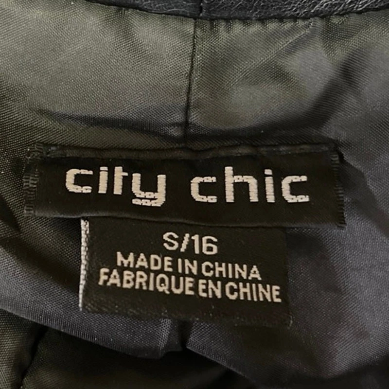 Abrigo Chaqueta City Chic Para Mujer Negro Imitación Cuero Vegano Cremallera Completa Motociclista Moto Talla S Foto 4 de 4