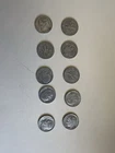 Roosevelt Dimes, 10 silver Circulated 10C Coins. Dated 1950-1955 various dates