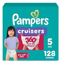 Pampers Cruisers 360 Size 5 Pull-On Diapers 128 Count Leakproof New