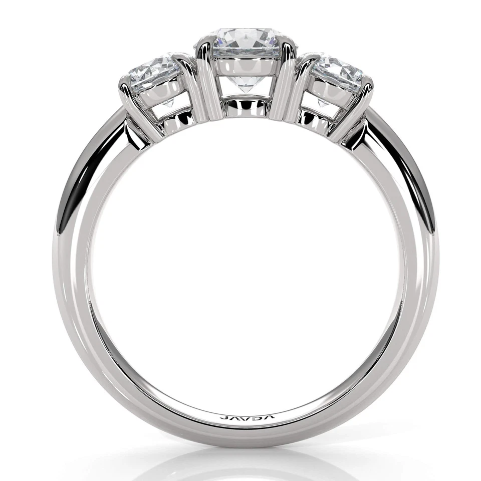 Anillo de compromiso de aniversario de diamantes redondos con montura de 3 puntas GIA H VS1 3 Ctw Foto 3 de 4