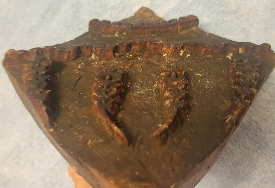 Antique Ornate Hand Carved Wooden Fabric Stamp Block with a Intricate Design - Image 3 of 4