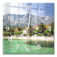 Stilvolle Glas-Wanduhr Glasuhr Aus Glas Strand In Kroatien WeißE Zeiger 30X30 Cm