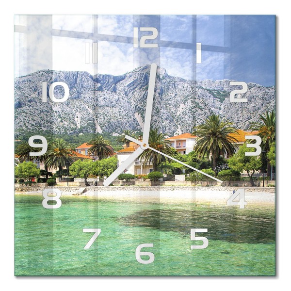 Stilvolle Glas-Wanduhr Glasuhr Aus Glas Strand In Kroatien WeißE Zeiger 30X30 Cm-image