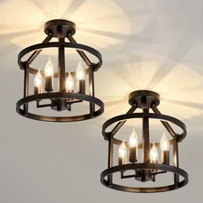 2-Pack Semi Flush Mount Ceiling Light Fixture Farmhouse Matte Chandelier Ceil...
