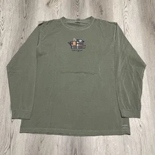 Life is Good Shirt Adult XL Extra Large Green Gray Long Sleeve Tee Bath Men