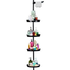 Corner Shower Caddy Tension Pole Rust-Proof Bathroom Storage Organizer with