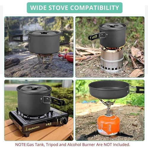 2-3 Person Kochtopf Camping Kochgeschirr Outdoor-Töpfe Bratpfanne Kettle Set NEU - Bild 12 von 12