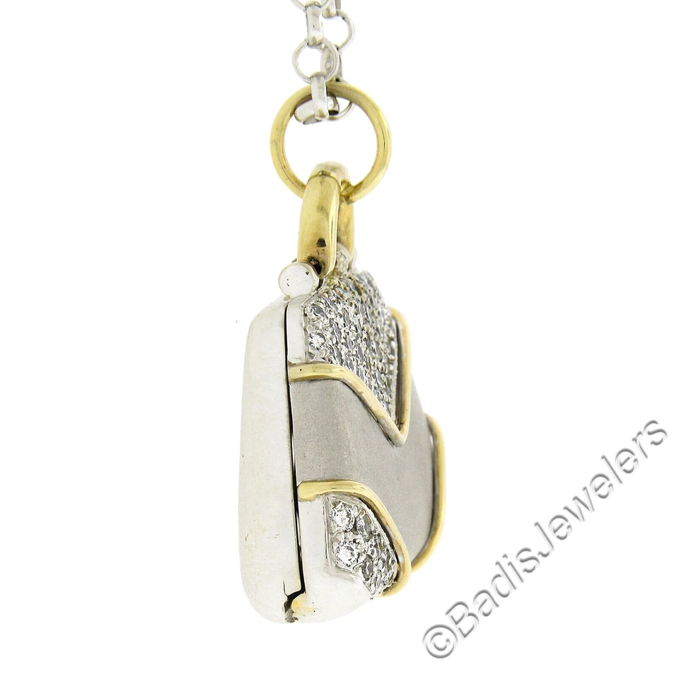 Colgante con dije de monedero funcional de diamantes de 1,25 quilates de oro TT de 14 quilates con cadena Rolo de 25" Foto 4 de 4