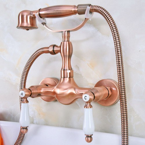 Grifo mezclador grifo grifo mezclador de 2 asas montado en pared baño rojo - Imagen 4 de 7
