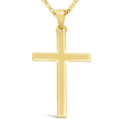 Large Mens 9ct Gold Cross Pendant Necklace With 20 Chain - Mens 9ct Gold Chain With Pendant Large Mens 9ct Gold Cross Pendant Necklace With 20 Chain - Mens 9ct Gold Chain With Pendant