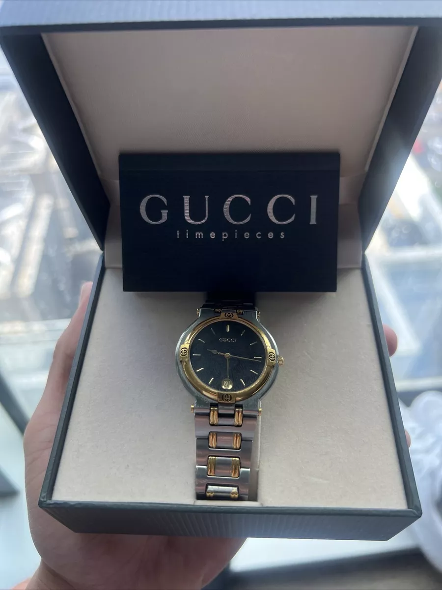 gucci watch men used 9000g gold silver eBay