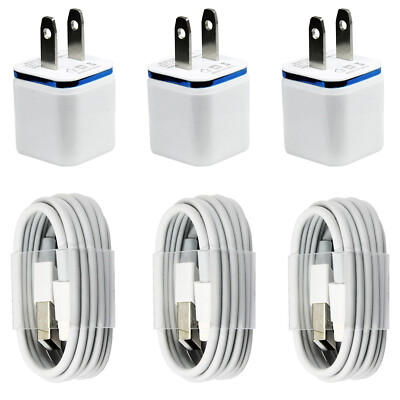 3X Home Wall AC Charger and Data Sync USB Cable Cord for iPhone 14 13 12 11 X 8