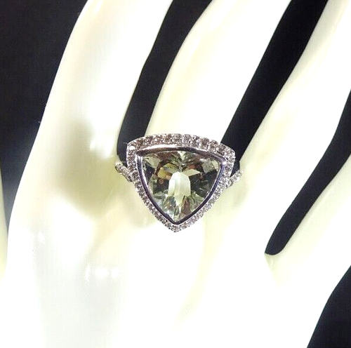 6.09ct Natural Trillion Cut Amethyst, Topaz Solid 925 Sterling Silver Ring-R 3/4 - Picture 17 of 24