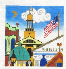 Amanda Lawford /VNG American USA Roof Tops Handpainted Needlepoint Canvas