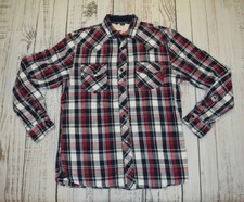 Buffalo David Bitton Men Flannel Western Red Plaid Long-Sleeve Cotton Shirt XL