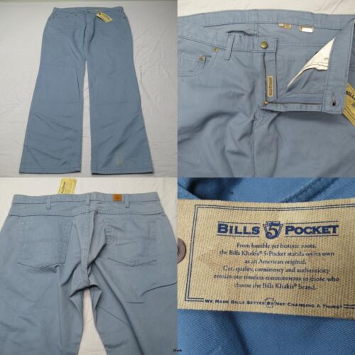 Bills Khakis Pants Men's 36x32 Blue Striped Straight Leg USA Made Cotton *