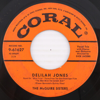The McGuire Sisters   Delilah Jones / Picnic - 1956 45 rpm 7'' Record 9-61627