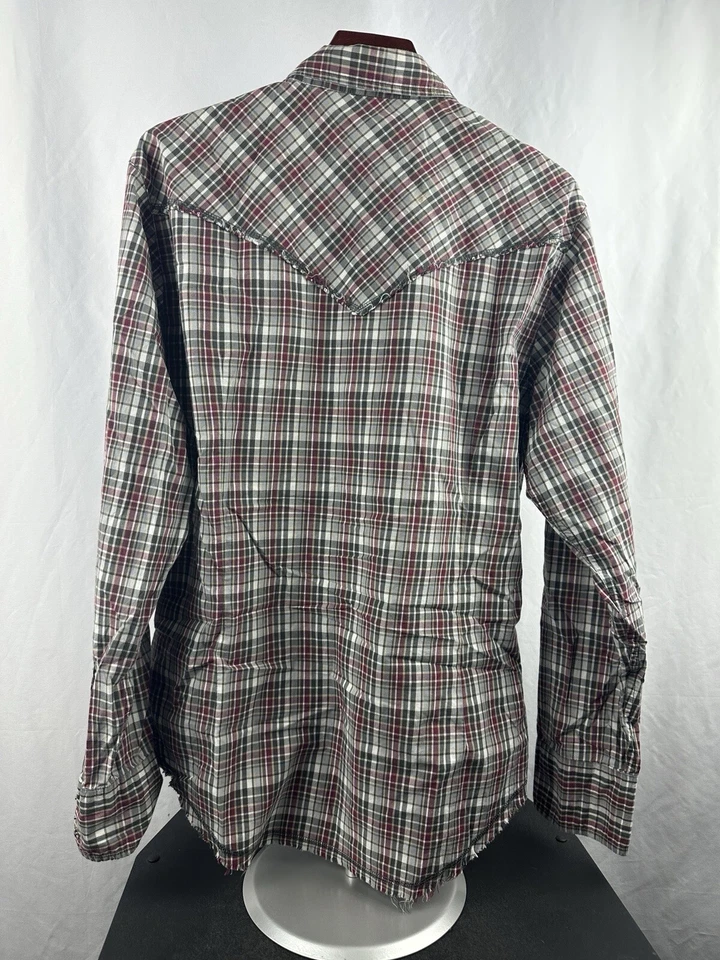 Vintage Guess Jeans Men’s Multicolor Plaid Western Button-Down Shirt Size Large - Image 2 of 4