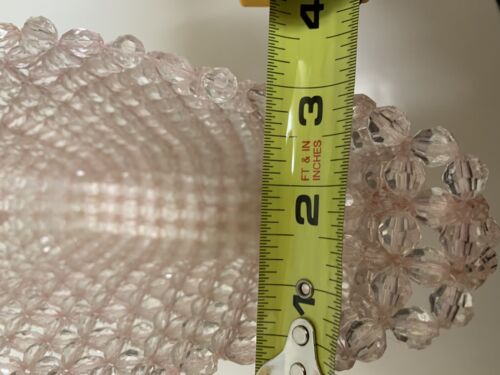 Vintage Handmade Beaded Bag PINK Heavy Acrylic Faceted Round & Oval Beads - Picture 19 of 21