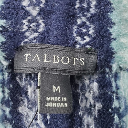 Talbots Open Front Cardigan Duster Womens M Blue Long Sleeve Fair Isle Sweater - Picture 2 of 8