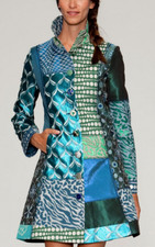 Desigual 'more Love More' Coat, Blue/green Multi, (new)