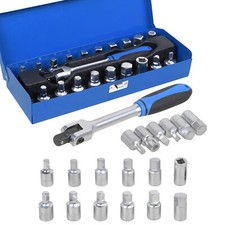 20pcs Oil Drain Sump Plug Key Set Universal Hex Square Triangle 3/8" inch Drive