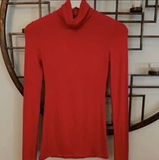 BCBGMAXAZRIA Women Red Long Sleeve Turtleneck XS