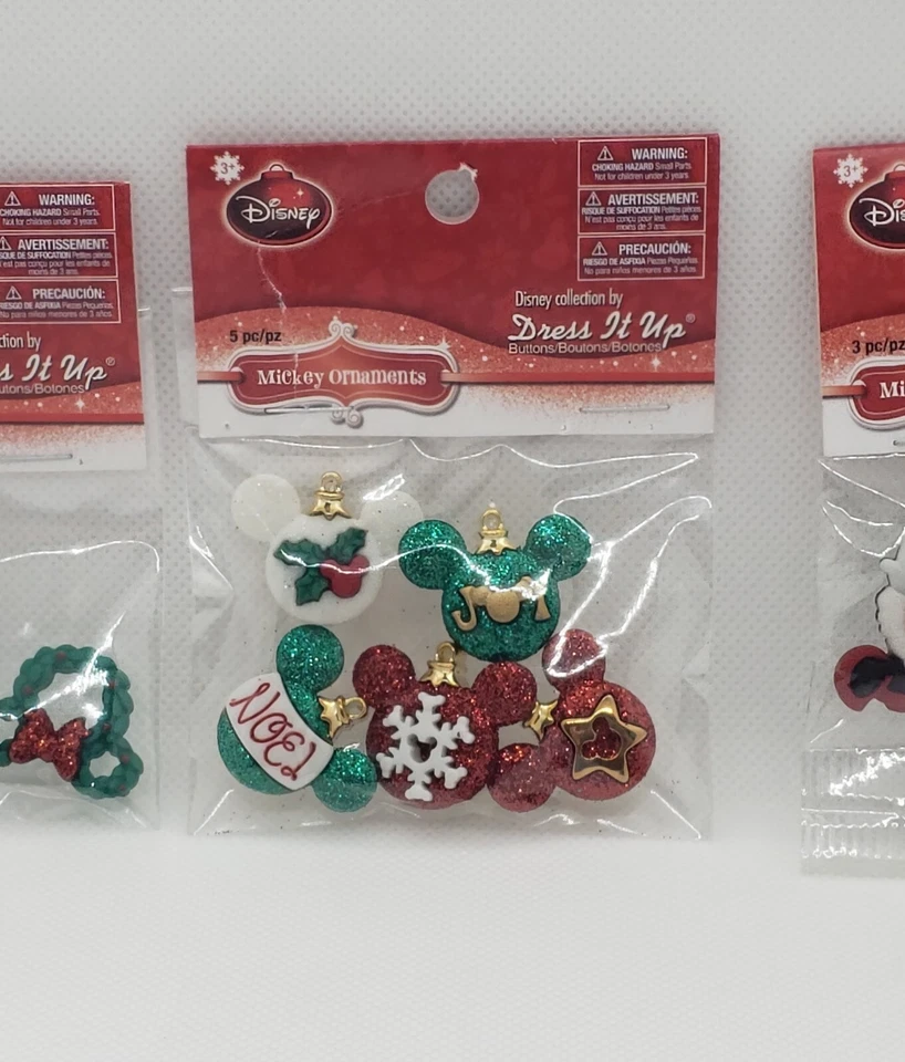 Botones de Navidad Disney Dress It Up Mickey Mouse - PAQUETES ABIERTOS - 12 botones Foto 3 de 4