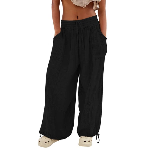 Women's Cargo Pants Baggy Wide Leg Loose High Waist Pockets Sweatpants Trousers - Picture 6 of 48