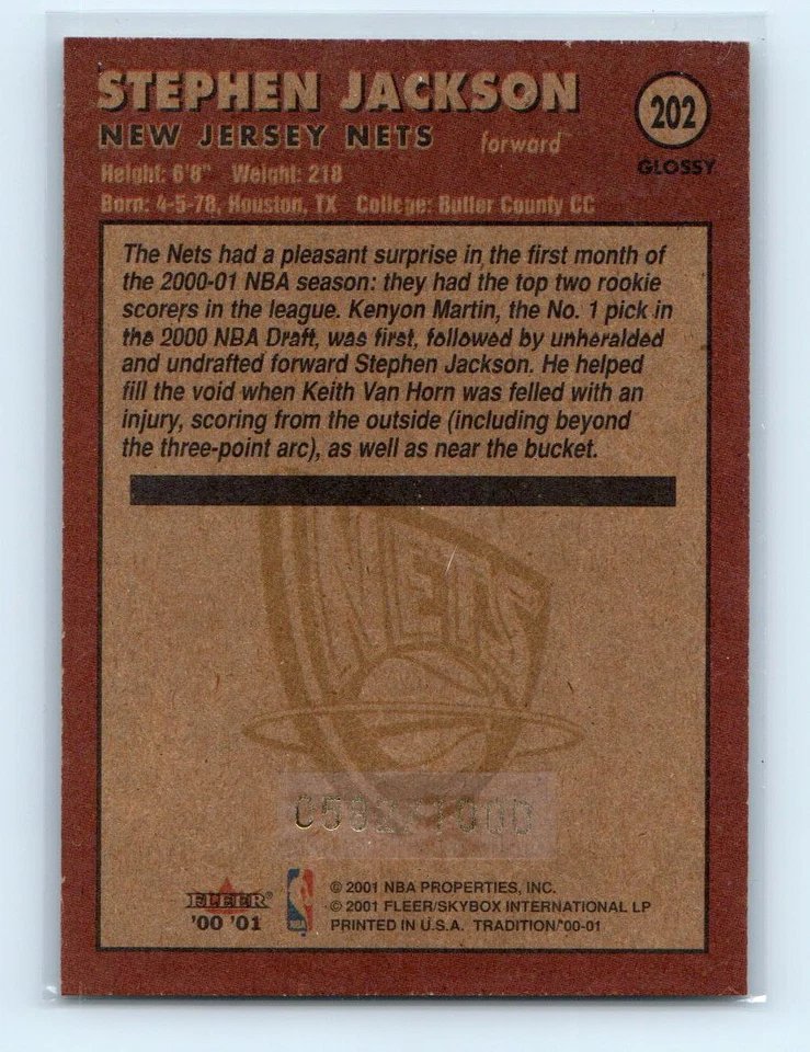 Fleer Tradition Rookie 2001 # 202 Stephen Jackson serie #/1000 radiocontrol Foto 2 de 2