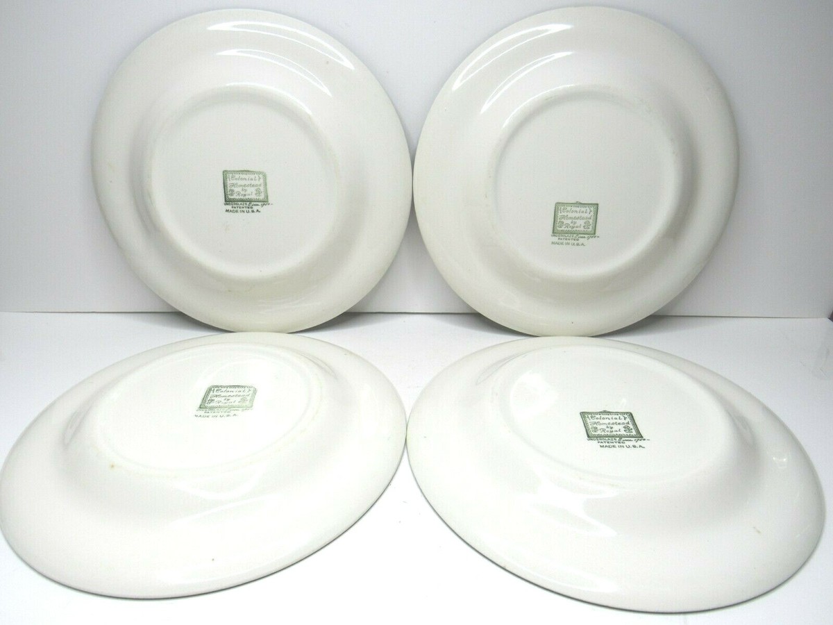   Old Colony プレート 6枚セット 廃盤品 4 Colonial Homestead Royal Green Home Scene Dinner Plates Set