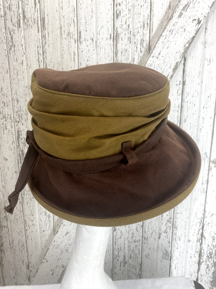 Sombrero marrón encerado de algodón Thimble & Weed con ala forrada ajustable Foto 3 de 4