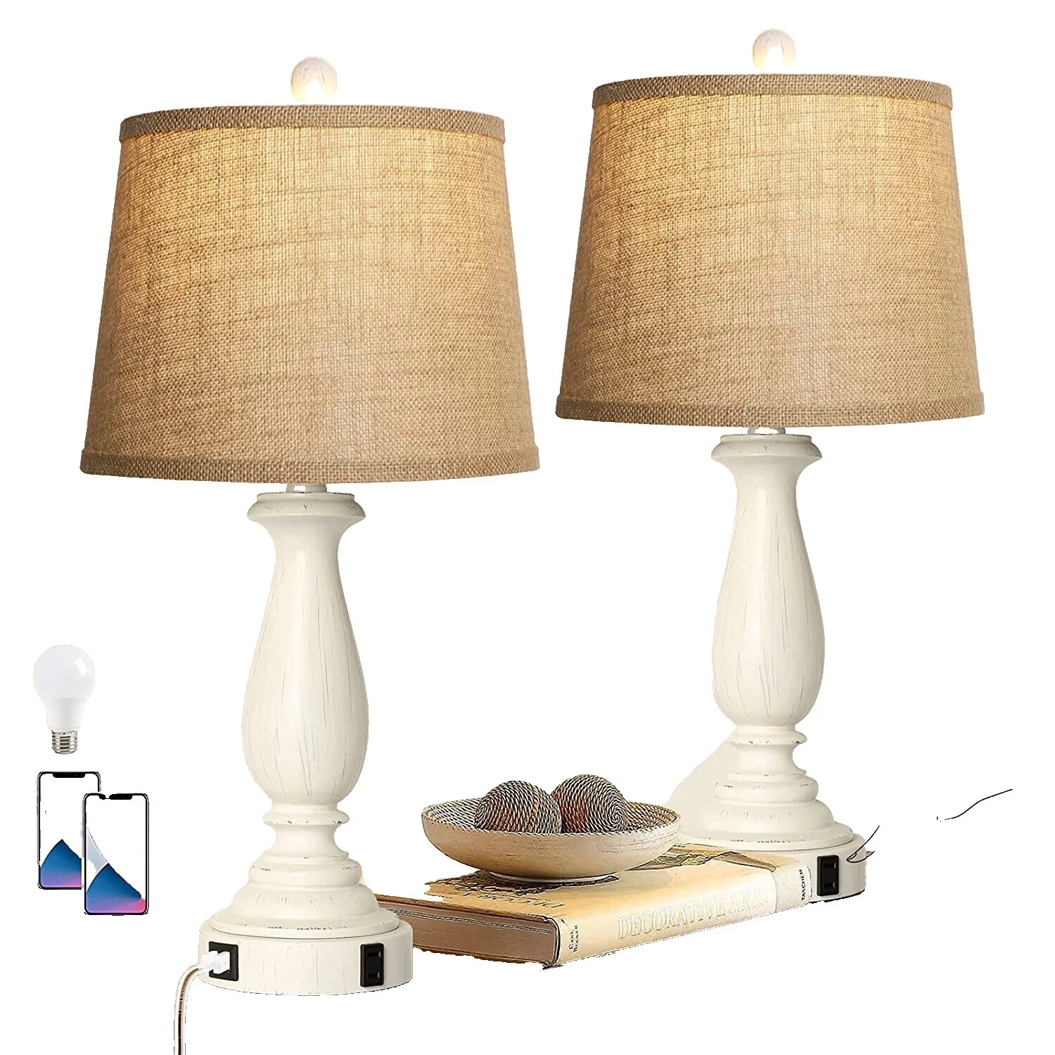 Лампы для гостиной деревенские/примитивные настольные