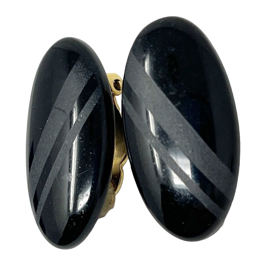 Givenchy Clip On Vintage Earrings Black Lucite - image 4