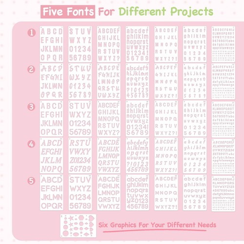 1/4, 1/2, 3/4, 1, 5/4 Inch Letter Stencils for Painting &#8211; 36 PCS (5.1 X 7. - Bild 3 von 7