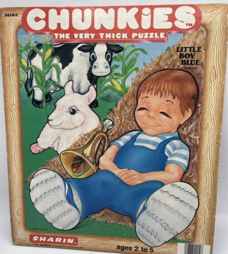  Sharin Vintage 1984 Chunkies the Very Thick Puzzle Little Boy Blue 2010-3 Pail  - Picture 1 of 9