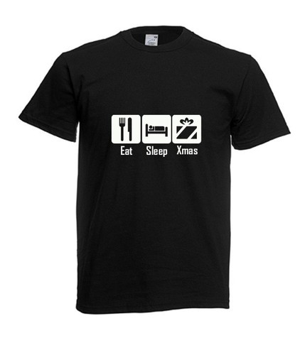 EAT SLEEP XMAS FUNNY CHRISTMAS FESTIVE SLOGAN MEN T-SHIRT SIZE FROM S TO XXXL - Picture 3 of 4