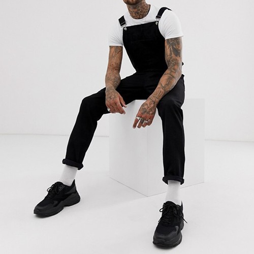Men's Denim Dungarees Overalls Suspender Trousers Bib Pants Distressed Jumpsuits - Bild 12 von 13