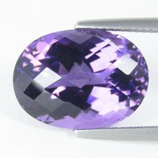 10.79CtS Genuine 100 Natural Amethyst 16x12mm Oval Checker Cut Loose Gem VDO
