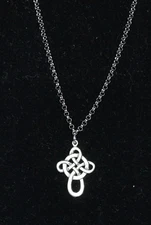 Celtic Knot Cross Charm Silver Pewter Pendant Stainless Steel Chain Necklace 18"