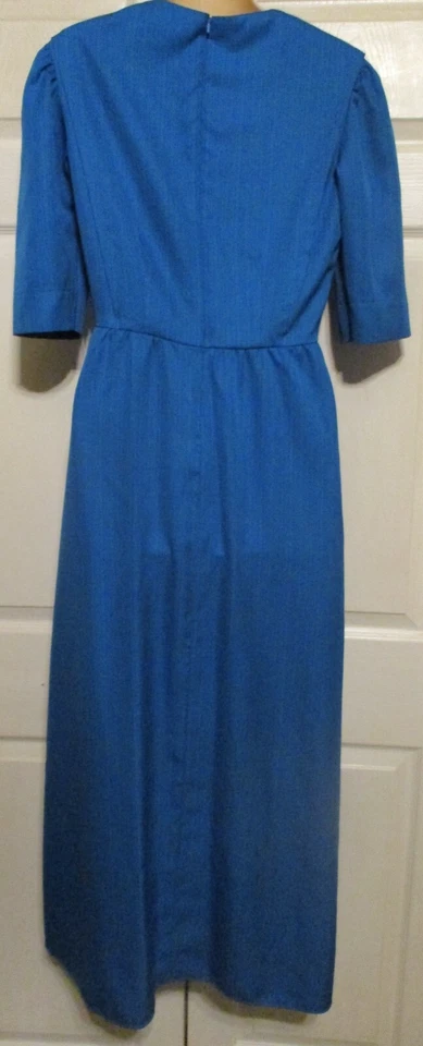 Vestido Amish Menonita Alto Modesto Capa 36Anx27 Anx53.5 L Rayas Azul Hecho a Mano Liso Foto 4 de 4