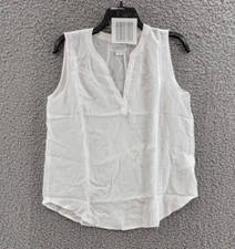 Velvet by Graham & Spencer Peachy Sleeveless Top Women's S White V-Neck Pullover