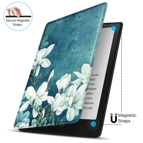 Case for Kindle Paperwhite 12th Gen 2024 - Slim Auto Sleep Cover, Blue Flower - Picture 5 of 7