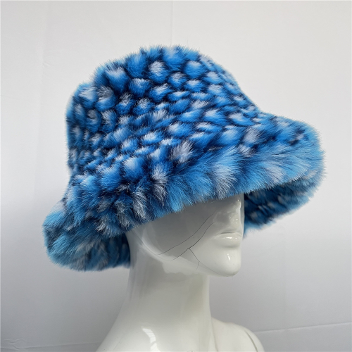New Faux Fur Hat Women's Fur Hat Korean Warm Bucket Hat 's Plush Bucket Cap - Picture 52 of 66